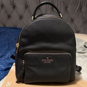kate spade Black Pebbled Leather Mini Backpack with Gold Hardware